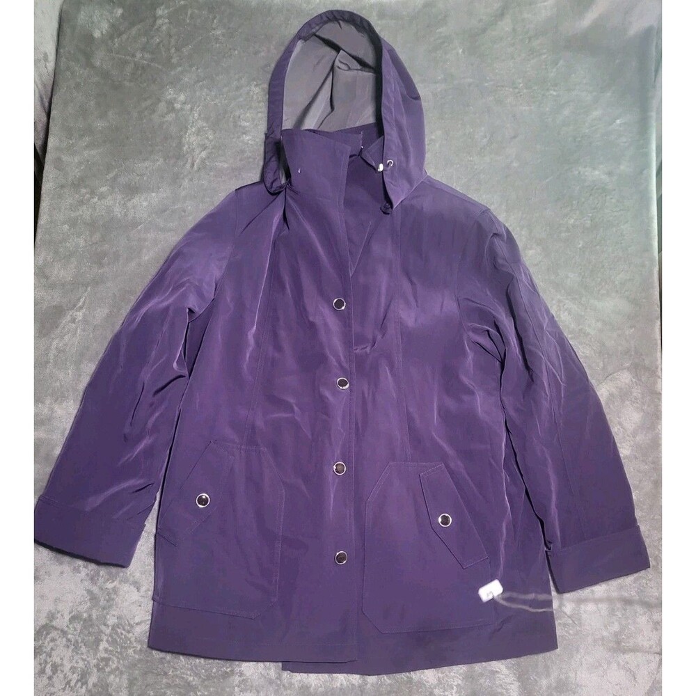Gallery Rain Jacket  Women Size Large Purple Hooded  Water Resistant
